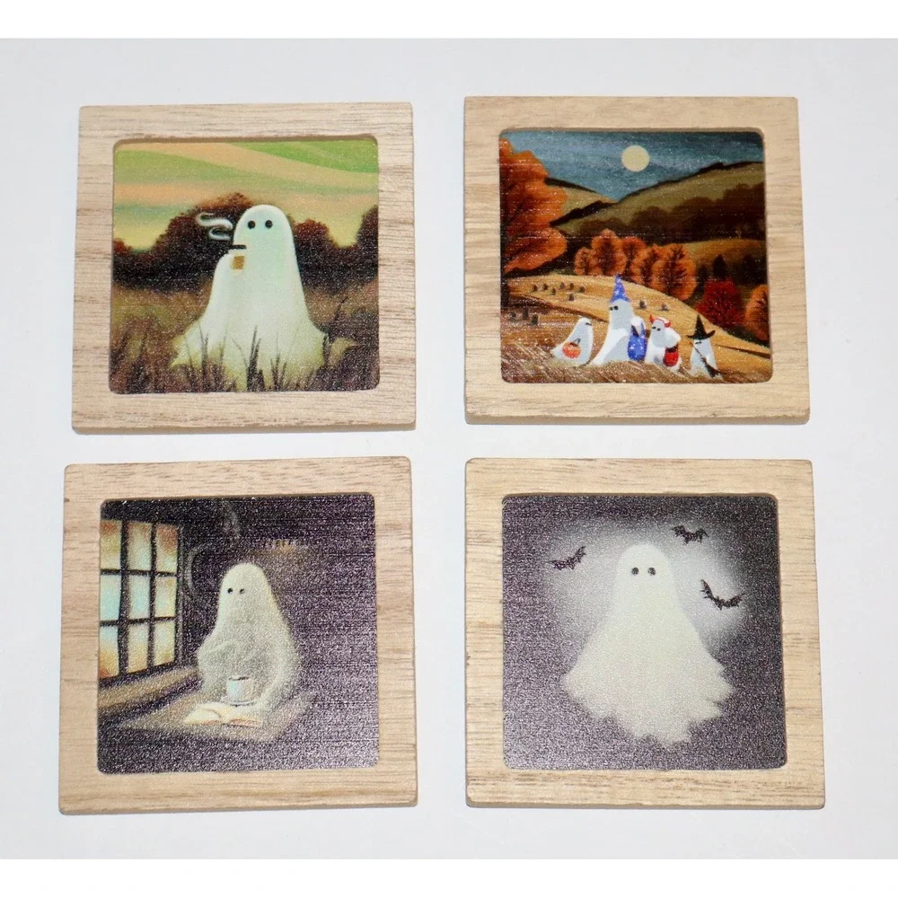 Target Bullseye Playground 2026 Halloween Ghost Art Magnets Set 4 Wooden Frame